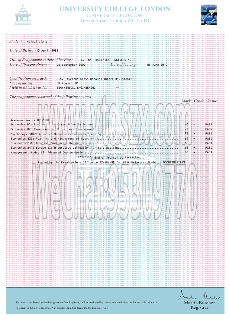 英国伦敦大学学院毕业证样本(图文)