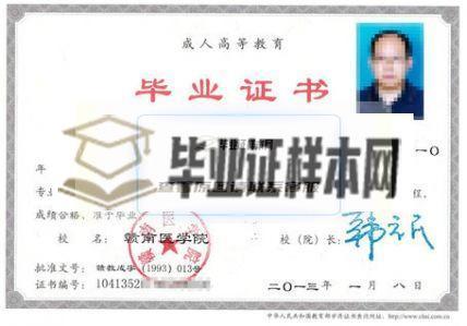 贛南醫學院畢業證樣本
