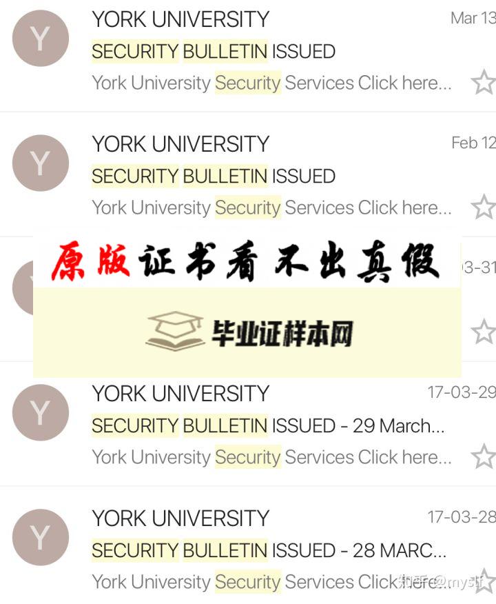 加拿大约克大学毕业证书样本  York University