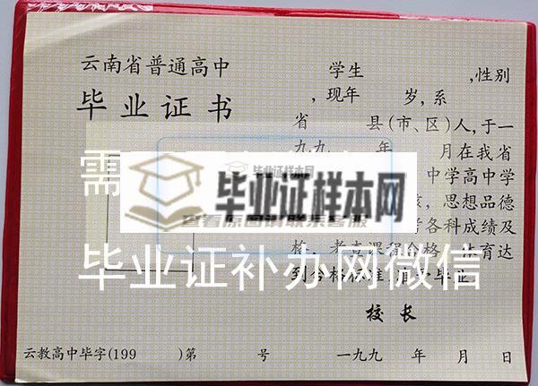云南省1994年高中毕业证内页