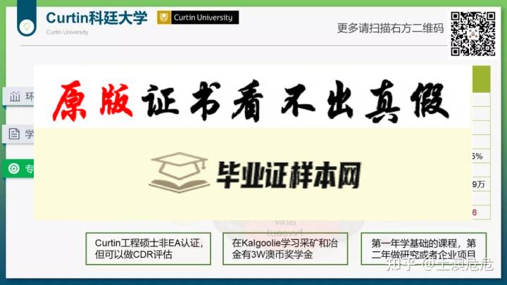 澳大利亚科廷大学毕业证书样本  Curtin University