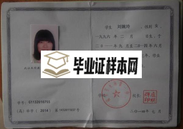 闽江学院附属中学高中毕业证内页