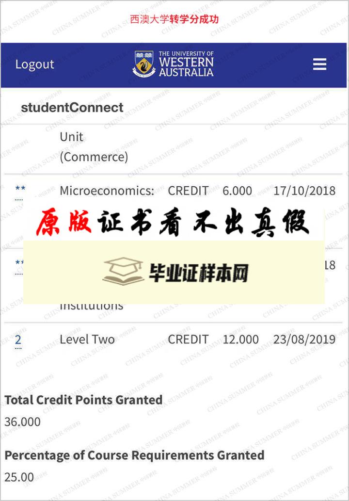 澳大利亚​西澳大学毕业证书样本