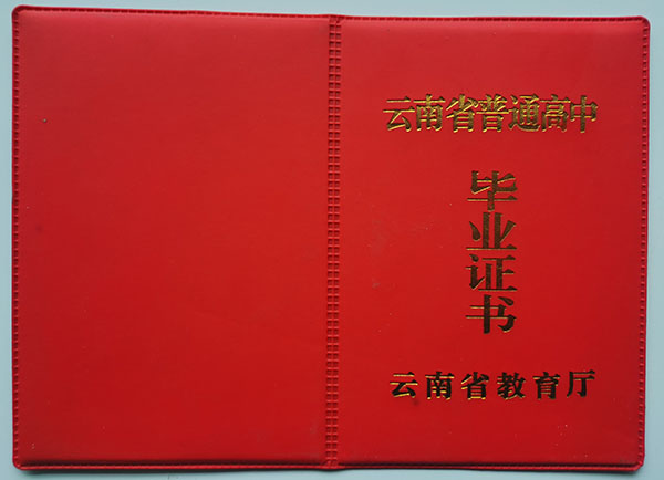 泸西一中2000年高中毕业证封皮