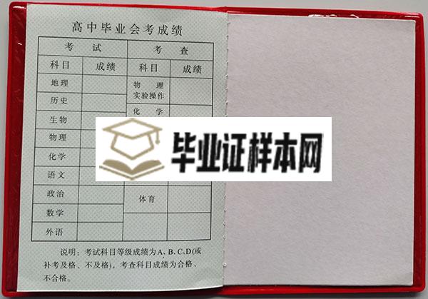 甘肃省1992年高中毕业证成绩单