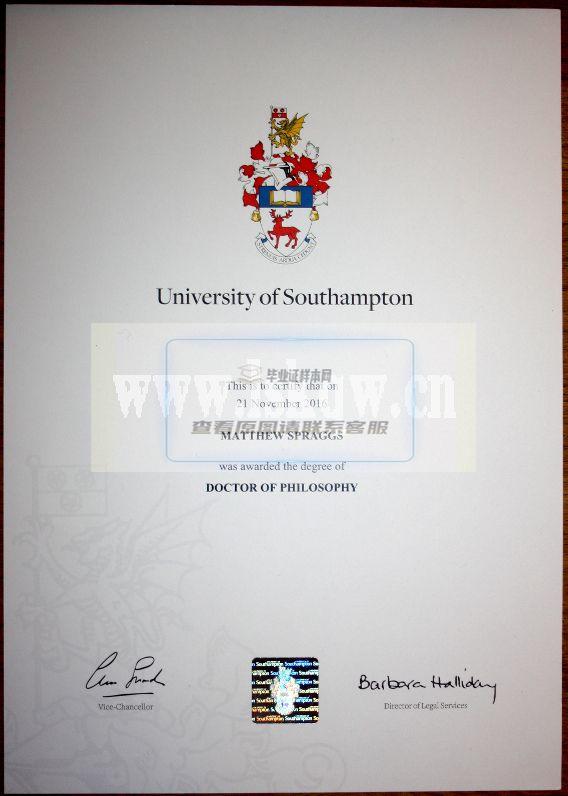 英国南安普顿大学毕业证样本