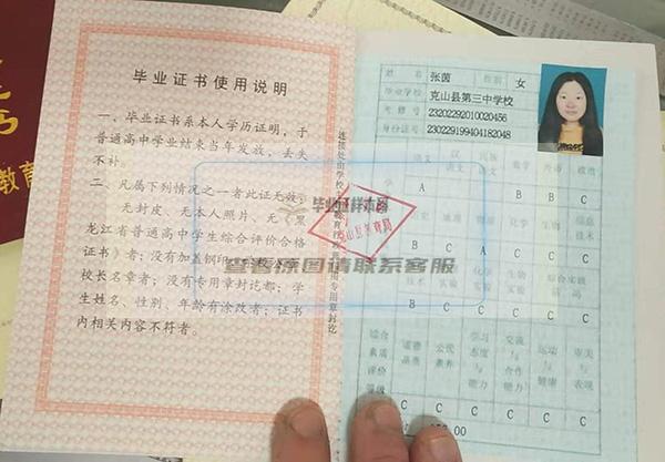 雞西市1994年高中畢業證成績單