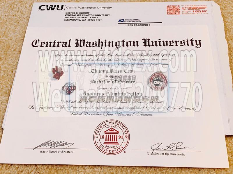 美国中央华盛顿大学毕业证样本