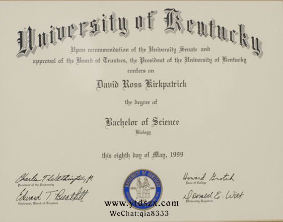 肯塔基大学毕业证样本、图片模板