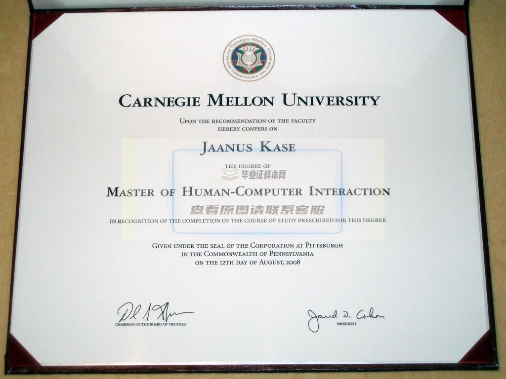 卡内基梅隆大学毕业证模板、样本图片插图