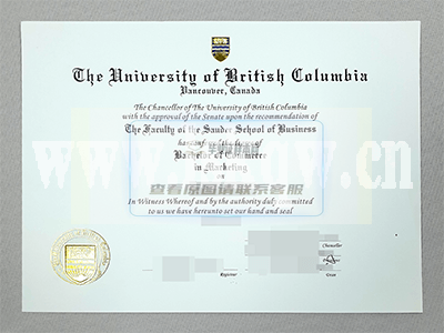加拿大不列颠哥伦比亚大学毕业证样本插图