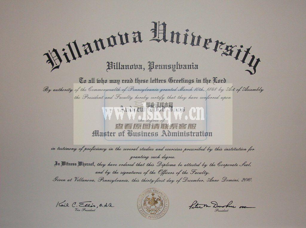 美国维拉诺瓦大学毕业证样本