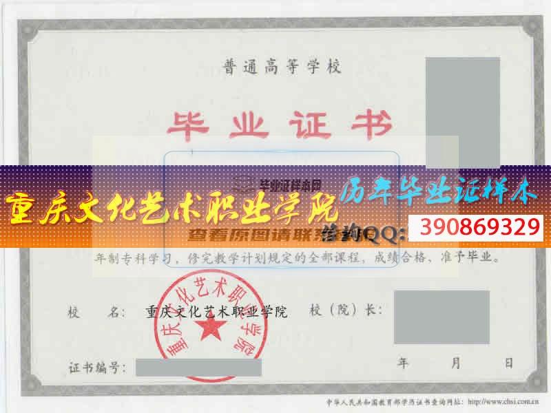 重庆文化艺术职业学院毕业证样本