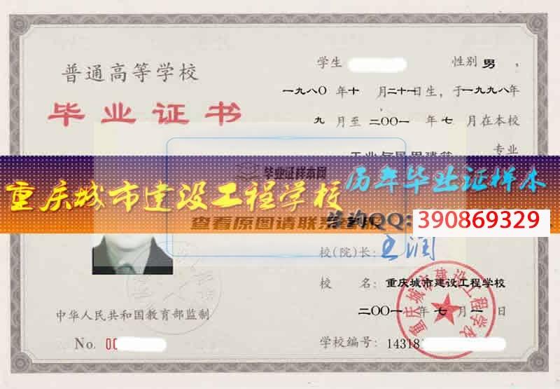 重庆大学城市科技学院学位证样本