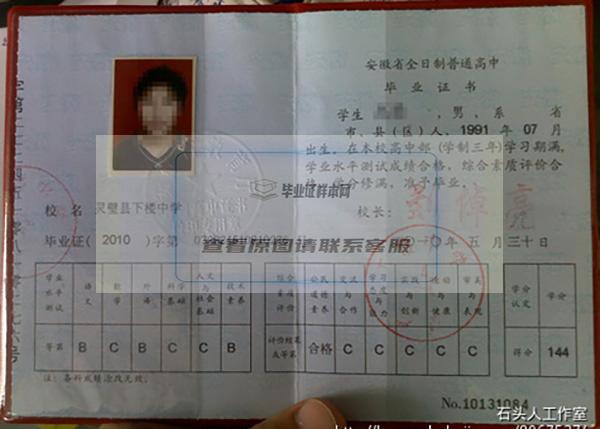 安徽省2015年高中畢業證內芯