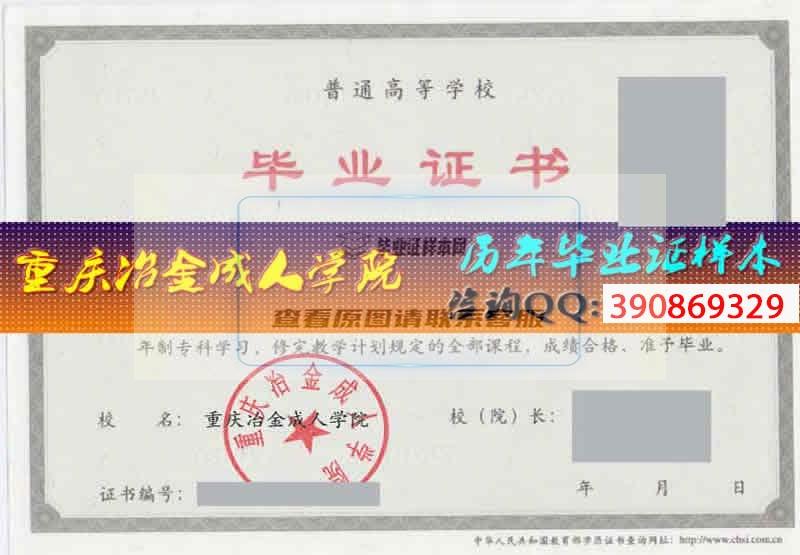 重庆市轻工业职工大学学位证样本