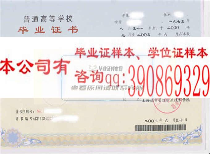 上海交通职业技术学院学位证样本