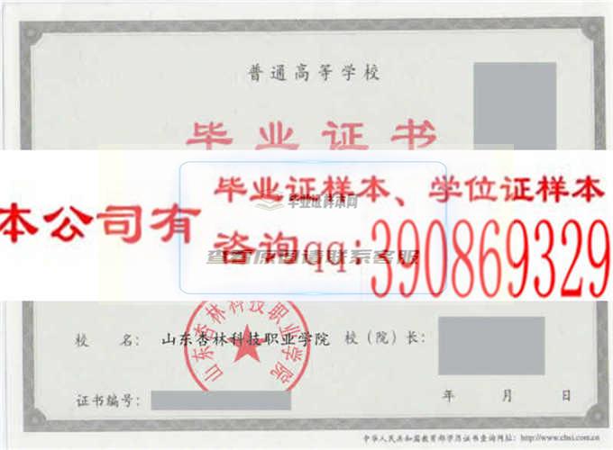 山東杏林科技職業學院畢業證樣本