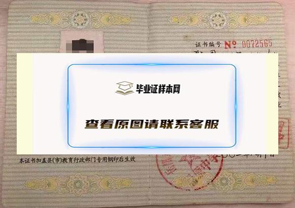 湖南省1991年初中毕业证样本