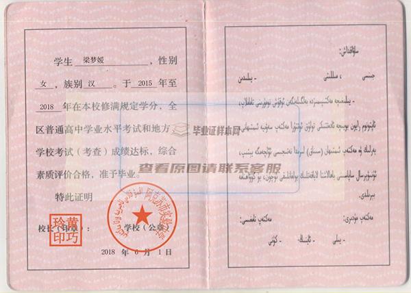 新疆2006年高中毕业证内页