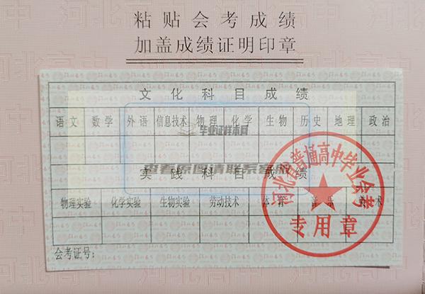 河北省高中畢業證成績單