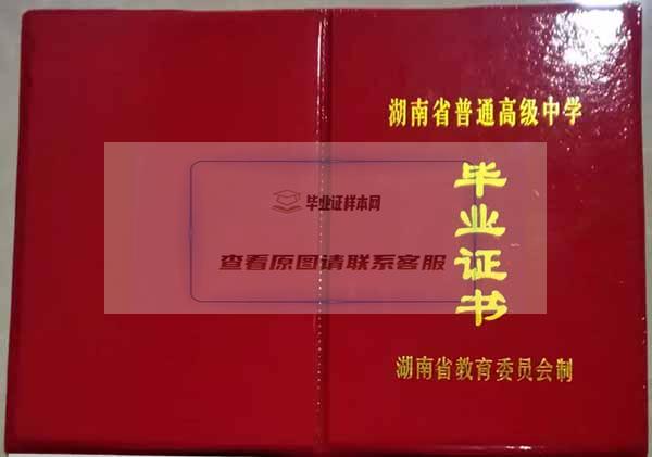 1999年湖南省高中毕业证外壳