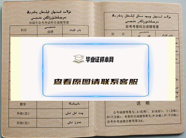 新疆2000年高中毕业证应届生会考考试科目成绩单