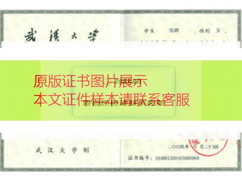 武汉大学2003年毕业证样本