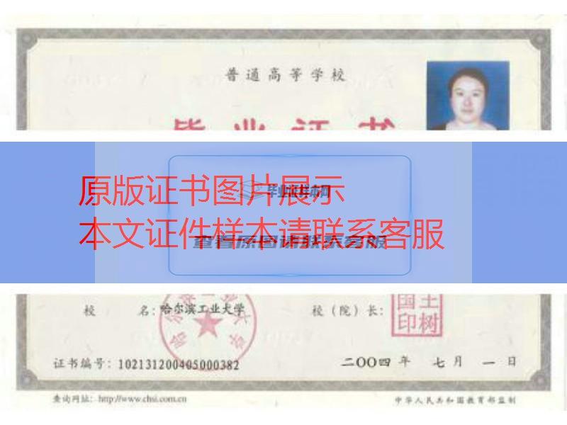 哈尔滨工业大学2004年毕业证样本