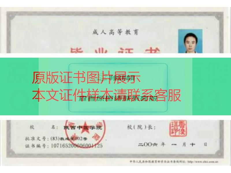 陕西中医学院2006年毕业证样本