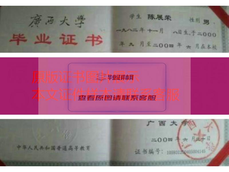 广西大学2004年毕业证样本