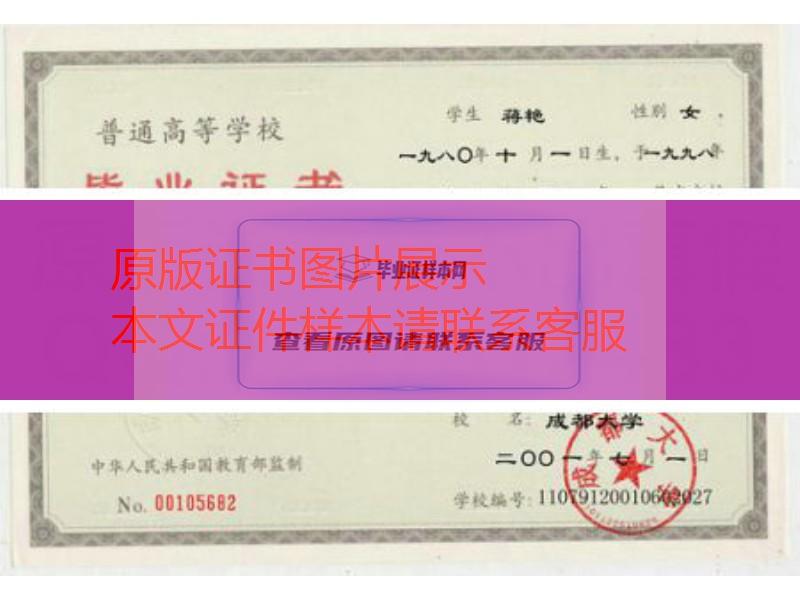 成都大学2001年原版毕业证