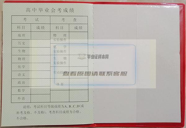 甘肅省1996年高中畢業會考成績單