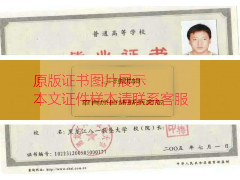 黑龙江八一农垦大2005年毕业证样本