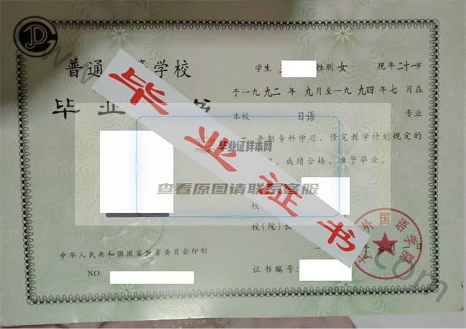 大连外国语学院1994年毕业证样本（日语）第3张