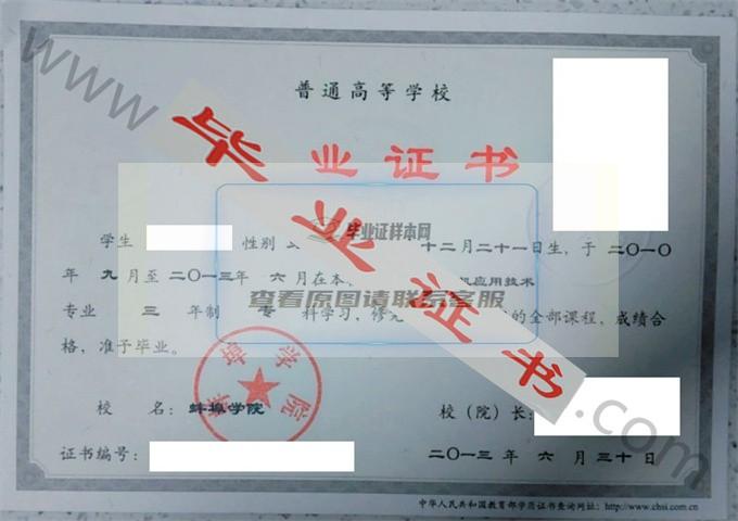 蚌埠学院2013年毕业证样本（计算机应用技术） 第1张