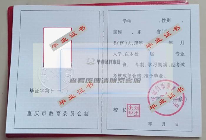 重庆市驿职业中学毕业证样本图片