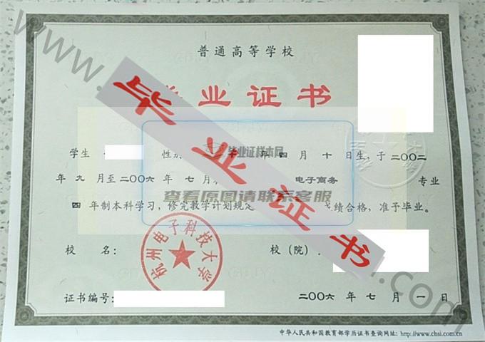 杭州电子科技大学2006年毕业证样本（电子商务）第2张