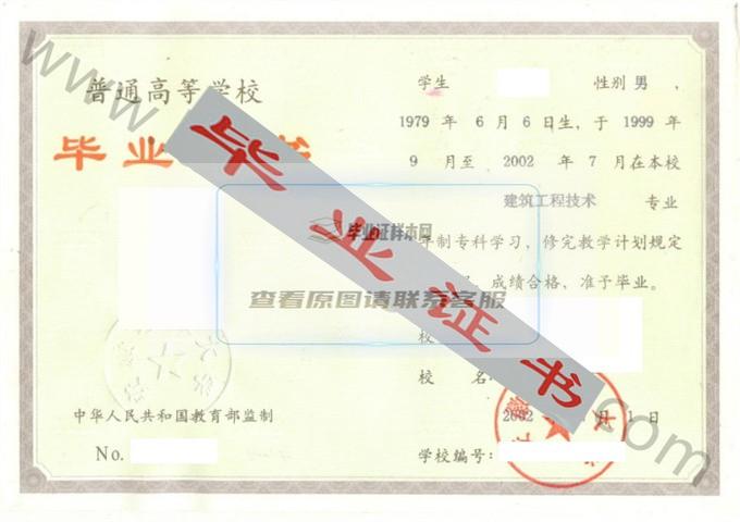 安徽理工大学2002年毕业证样本 第3张