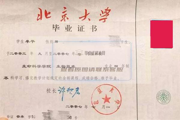 北京大学毕业证样本图片
