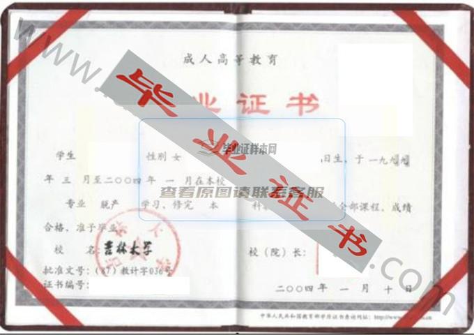 吉林大学2004年毕业证样本（医学影像学）第5张