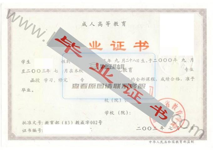 黑龙江省教育学院2003年毕业证样本（幼儿教育）第1张