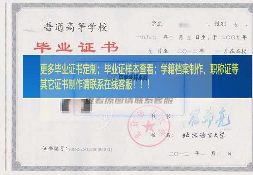 北京语言大学毕业证样本北京市毕业证样本