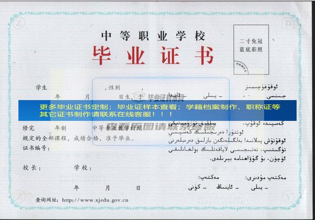 精河县职业中等专业学校中专毕业证样本模板展示新疆毕业证样本