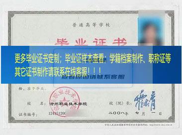 沧州职业技术学院毕业证样本河北省毕业证样本