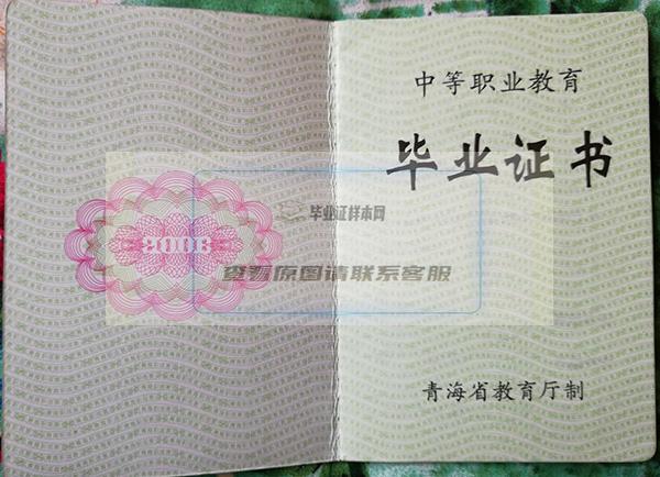 青海2000年高中毕业证样本