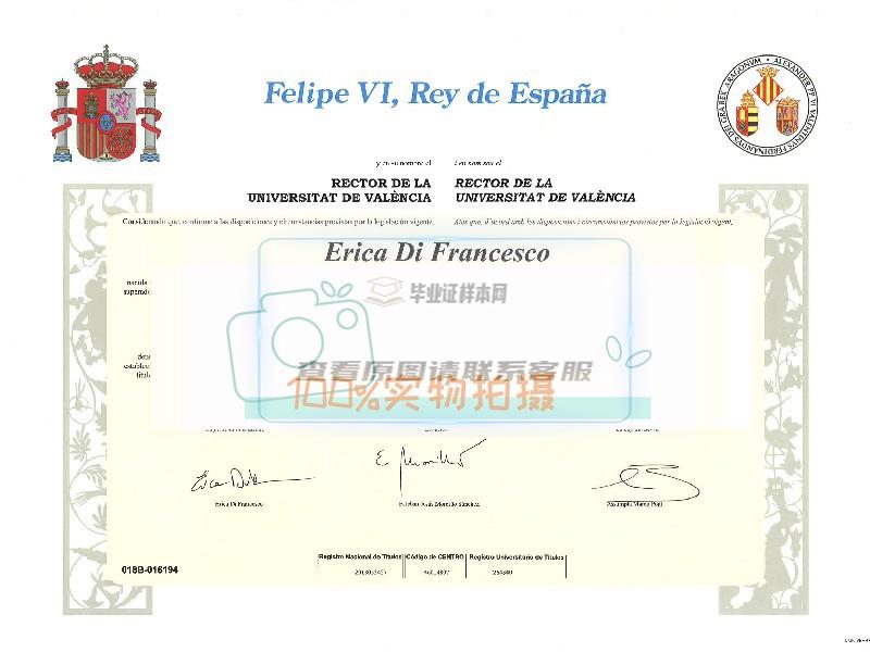 获取西班牙瓦伦西亚大学正规可信的毕业证样本。插图