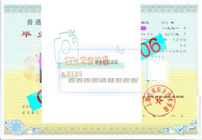 上海思博职业技术学院毕业证样本图