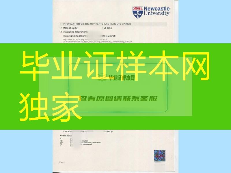 英国纽卡斯尔大学Newcastle University成绩单高清扫描件一套，Newcastle University transcript