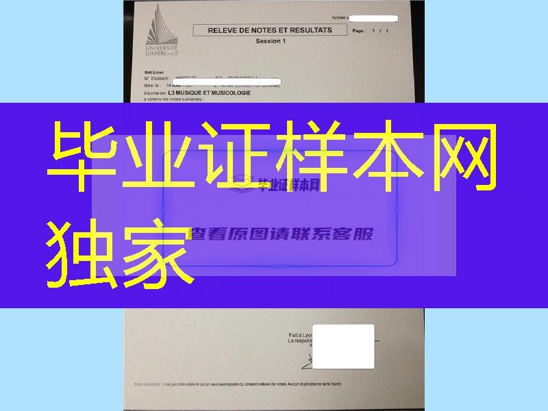 法国成绩单，法国里昂第二大学UNIVERSITE LUMIERE-LYON II成绩单学分修改及印刷